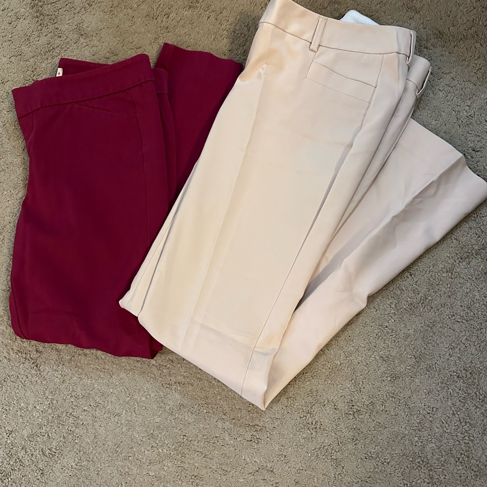 Women's Dress Pants Set - Burgundy and Cream